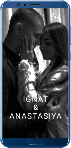 Сайт-приглашение на свадьбу на экране смартфона